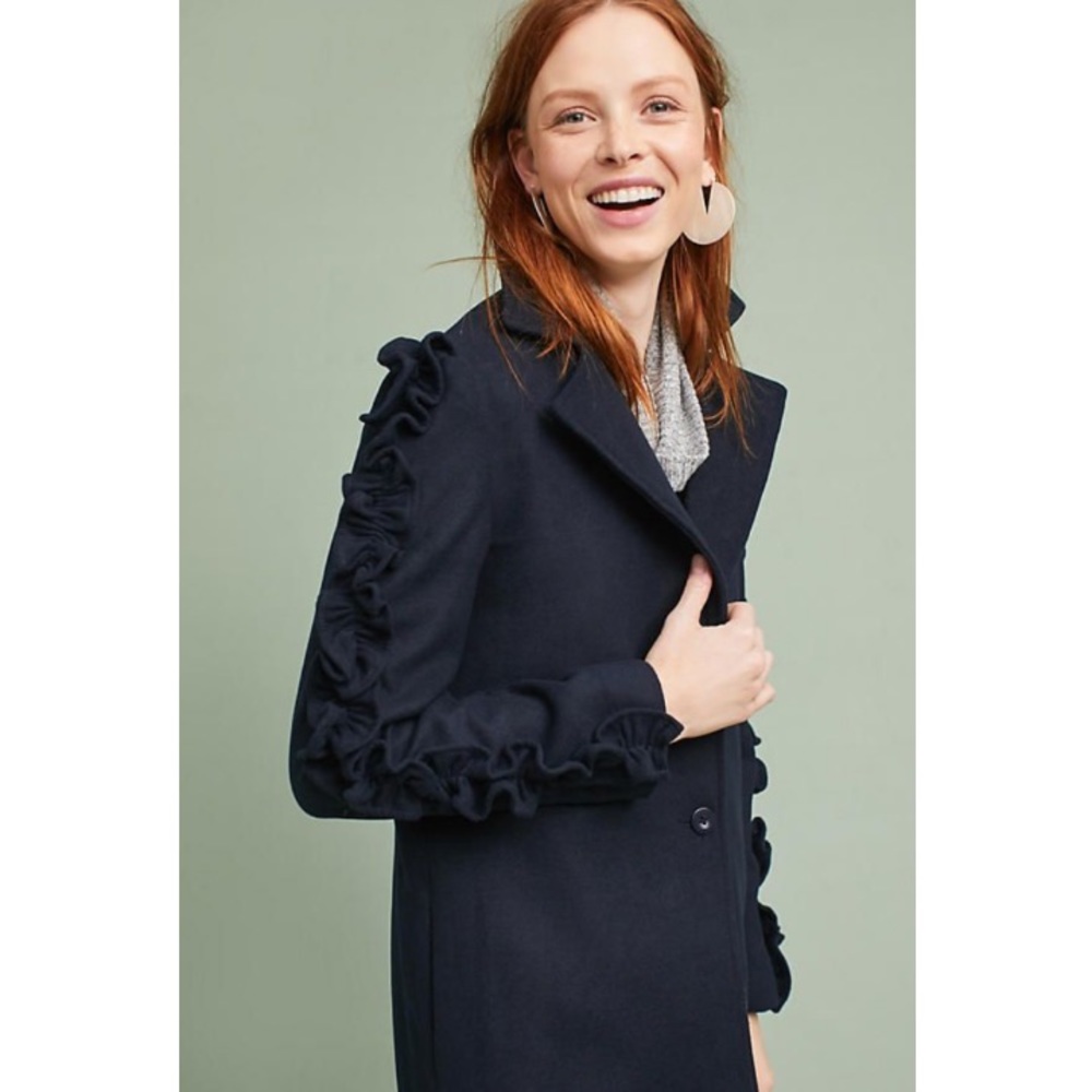 NWT Anthropologie Ruffled Sleeve Coat, XS, S